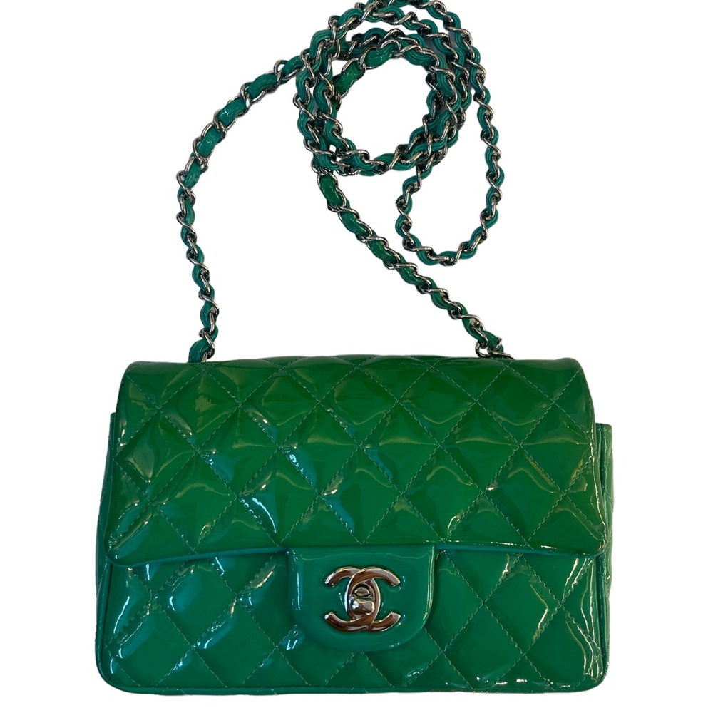 CHANEL- Single Flap Quilted Patent Mini